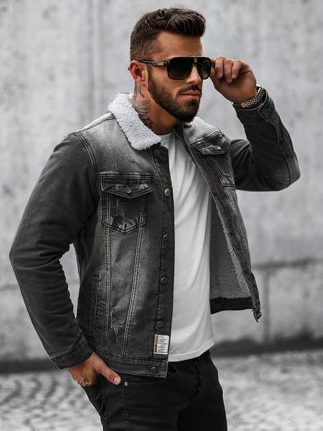 Black denim sales sherpa jacket mens