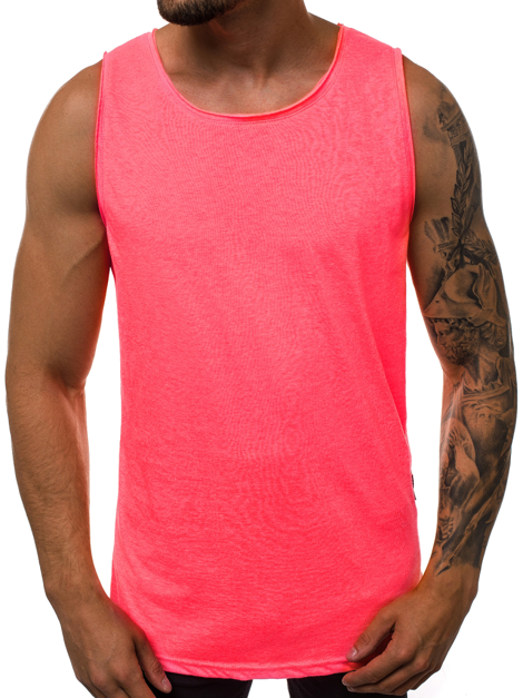 Men's Tank Top - Pink-neon OZONEE O/1205X - Men's Clothing | Ozonee