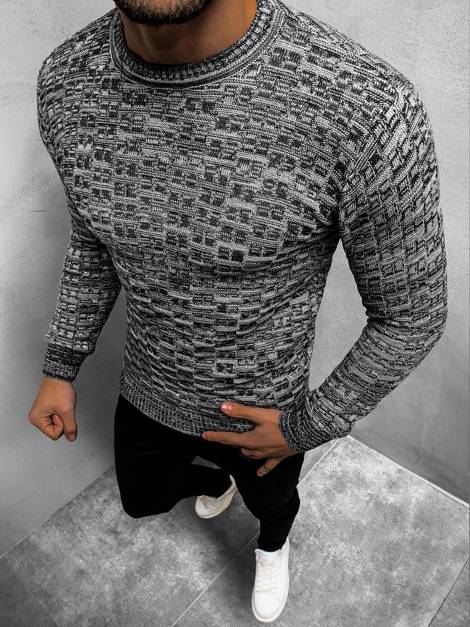 Men's Jumper - Dark grey OZONEE O/1041ASZ - Men's Clothing | Ozonee