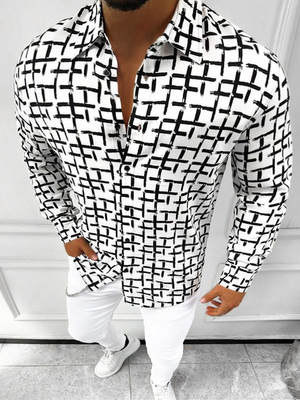 Men's Shirt - white-black OZONEE E/9000/1