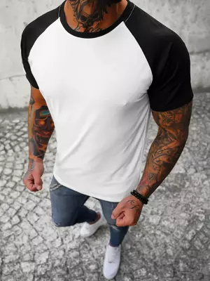 Men's T-Shirt - White-Black OZONEE JS/8T82/1Z