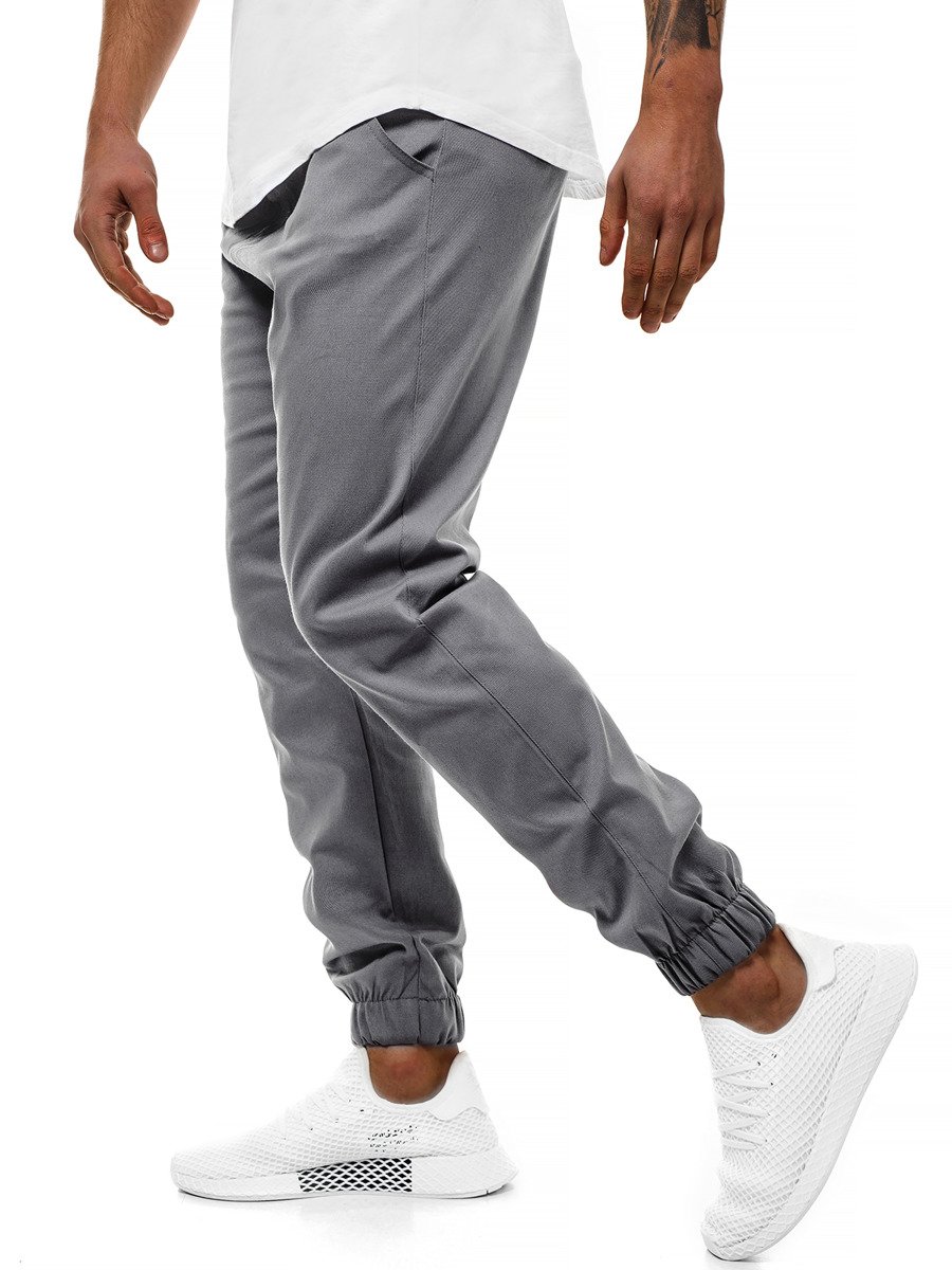 Men's Chino Joggers - Dark grey OZONEE O/399 - Men's Clothing | Ozonee