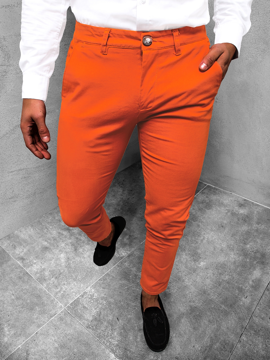 Men's Chino Pants Orange OZONEE JB/JP1143/4 - Men's Clothing | Ozonee