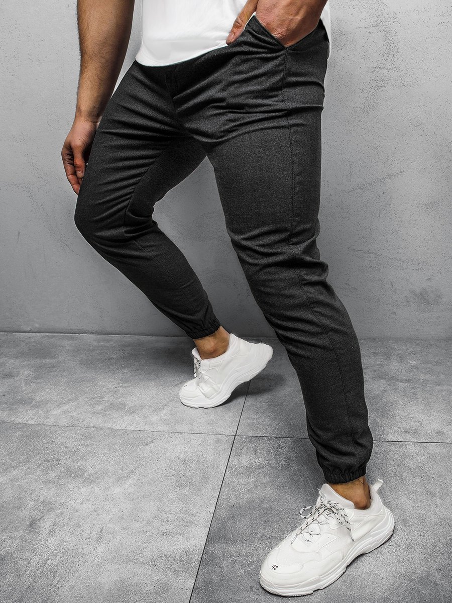 Men's Chinos - Anthracite OZONEE DJ/5539 - Men's Clothing | Ozonee