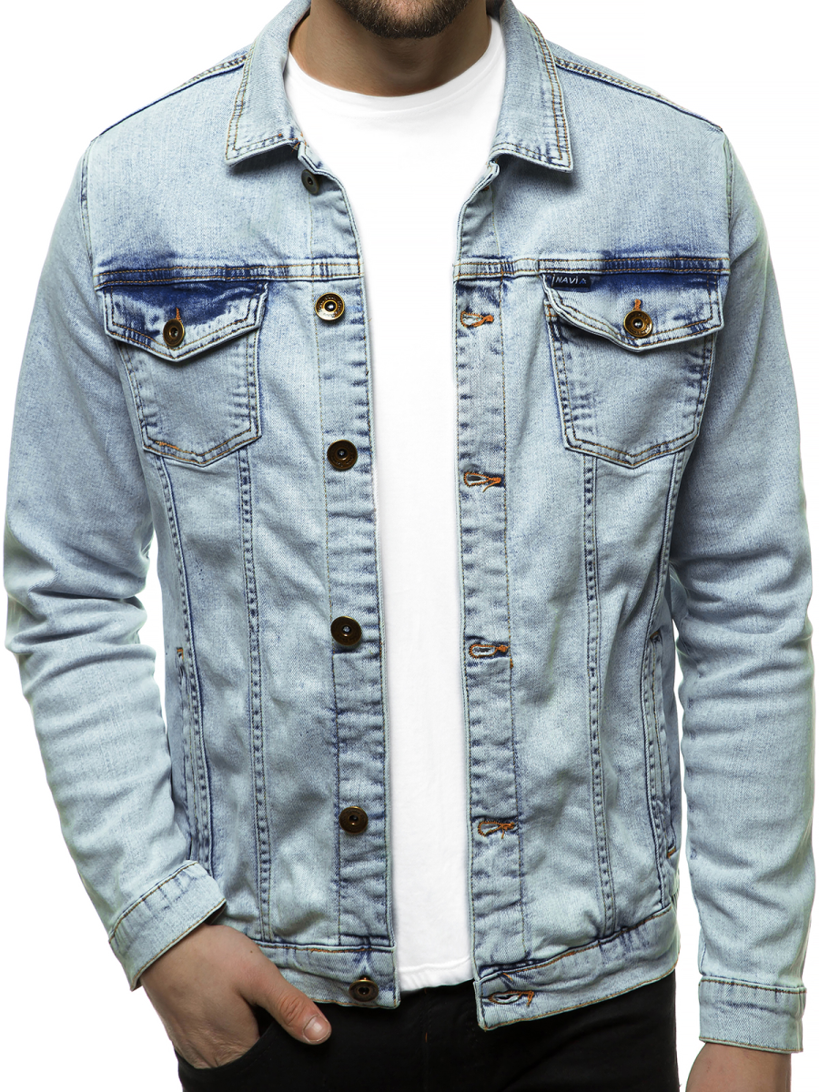 Men's Denim Jacket - Light Blue OZONEE BN/6080 - Men's Clothing | Ozonee
