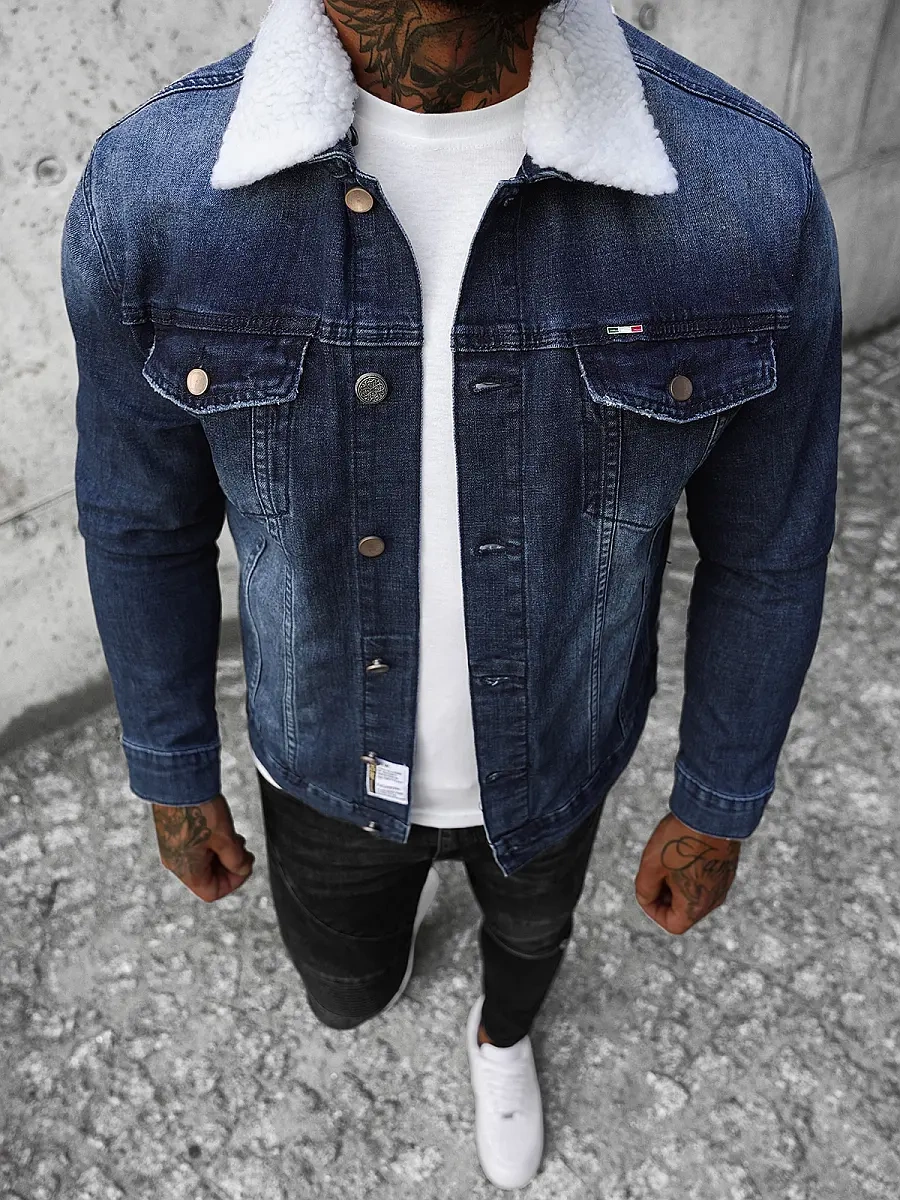 Dark blue sherpa outlet denim jacket