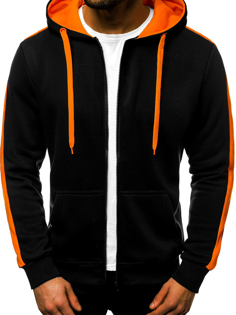 Men's Hoodie - black and orange OZONEE JS/2015 - Men's Clothing | Ozonee