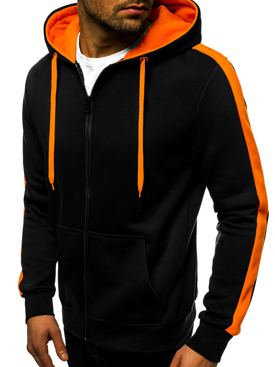 Men's Hoodie - black and orange OZONEE JS/2015 - Men's Clothing | Ozonee