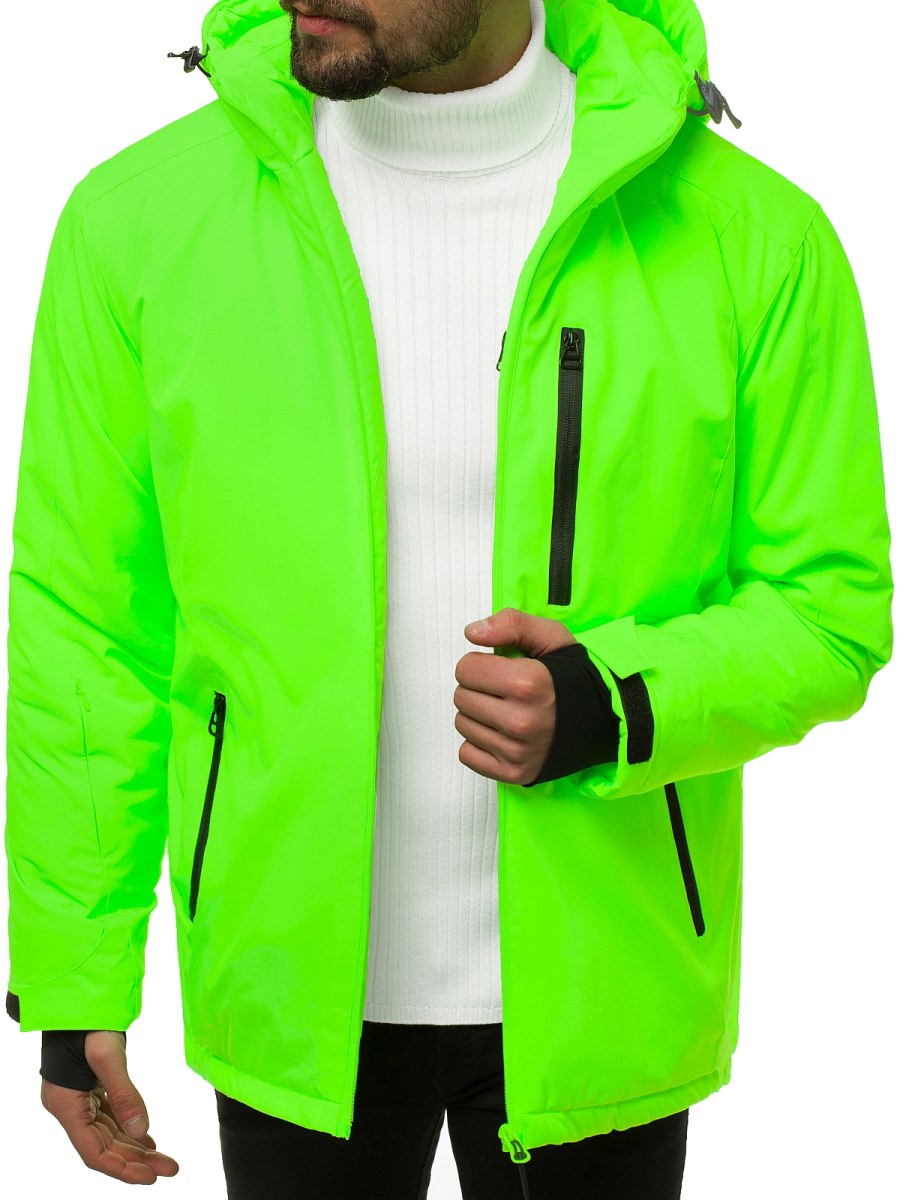 Men's Jacket Green neon OZONEE JS/HH011/52 Men's Clothing Ozonee