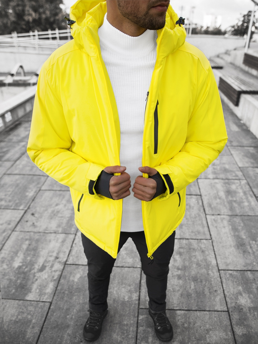 Men's Jacket Yellow OZONEE JS/HH011/26Z Men's Clothing Ozonee
