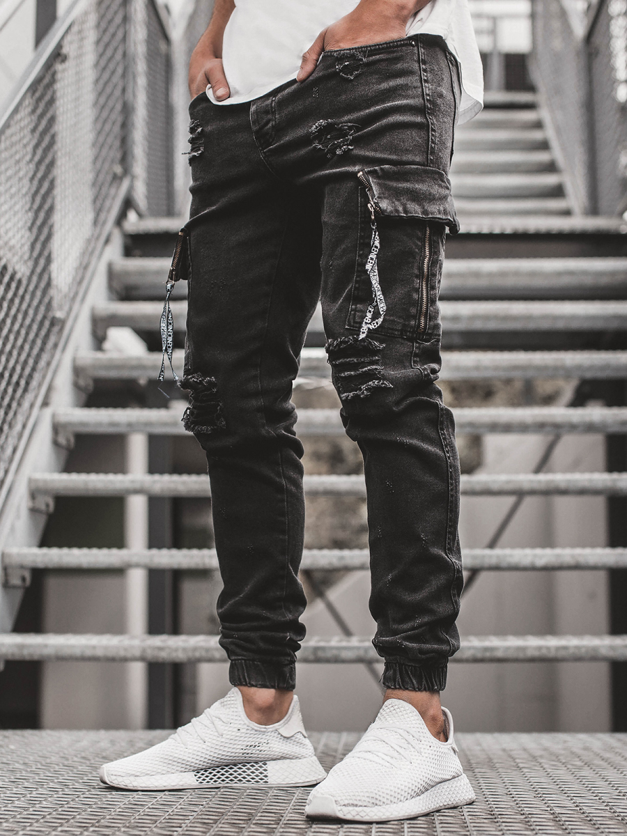Men's Jogger Jeans - Black OZONEE G/1083 - Men's Clothing | Ozonee