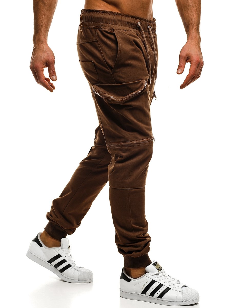 Men's Joggers - Brown OZONEE O/475 - Men's Clothing | Ozonee