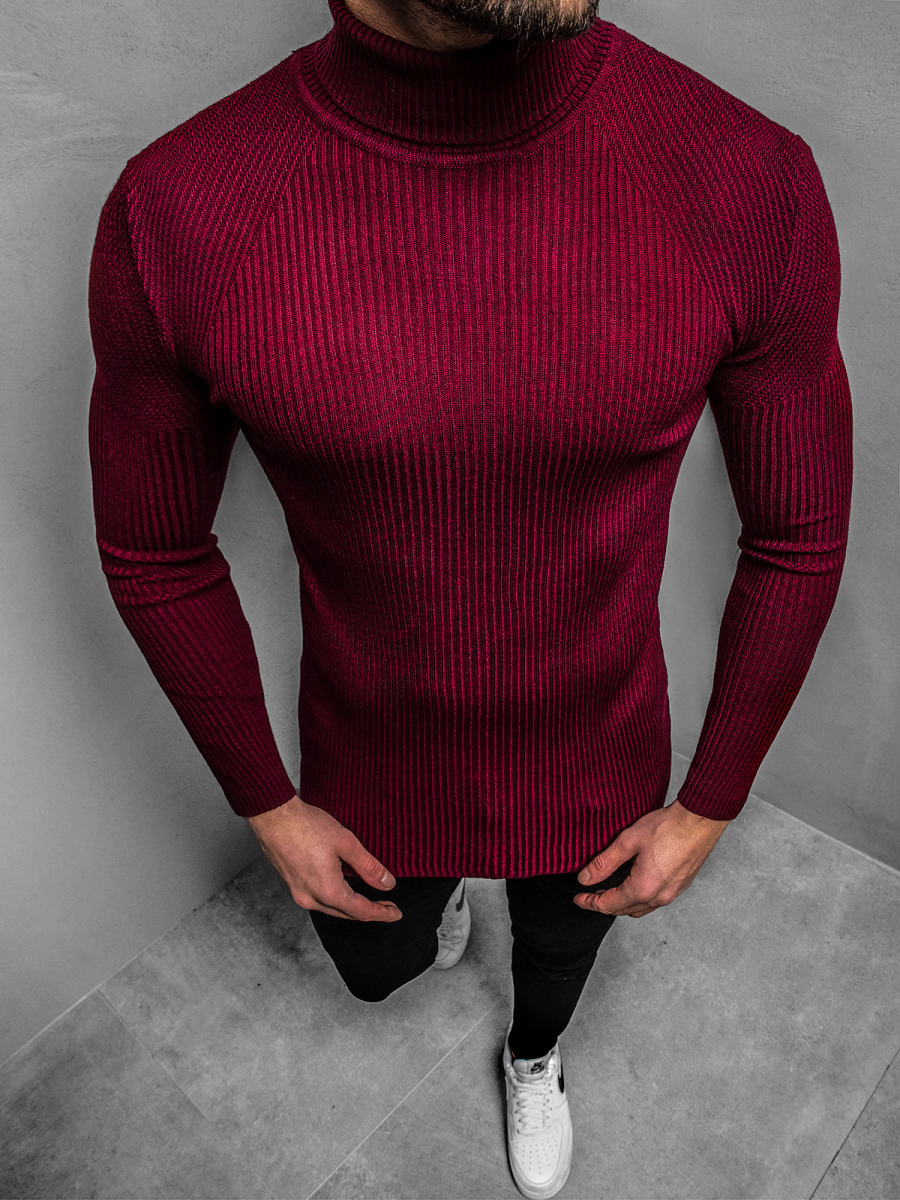 Men's Jumper Burgundy OZONEE MACH/TRK2001Z Men's Clothing Ozonee