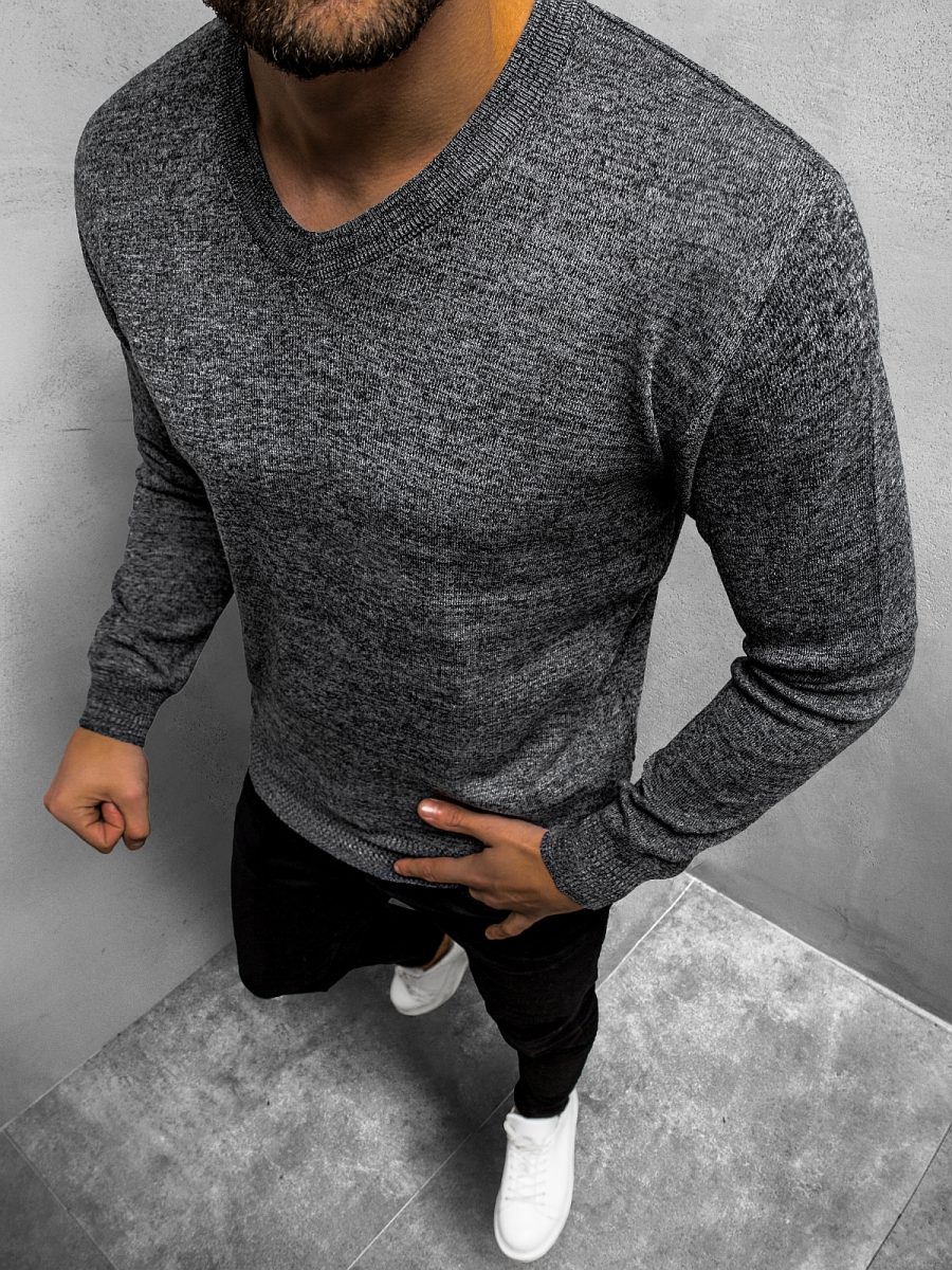 Men's Jumper - Dark grey OZONEE HR/1816Z - Men's Clothing | Ozonee