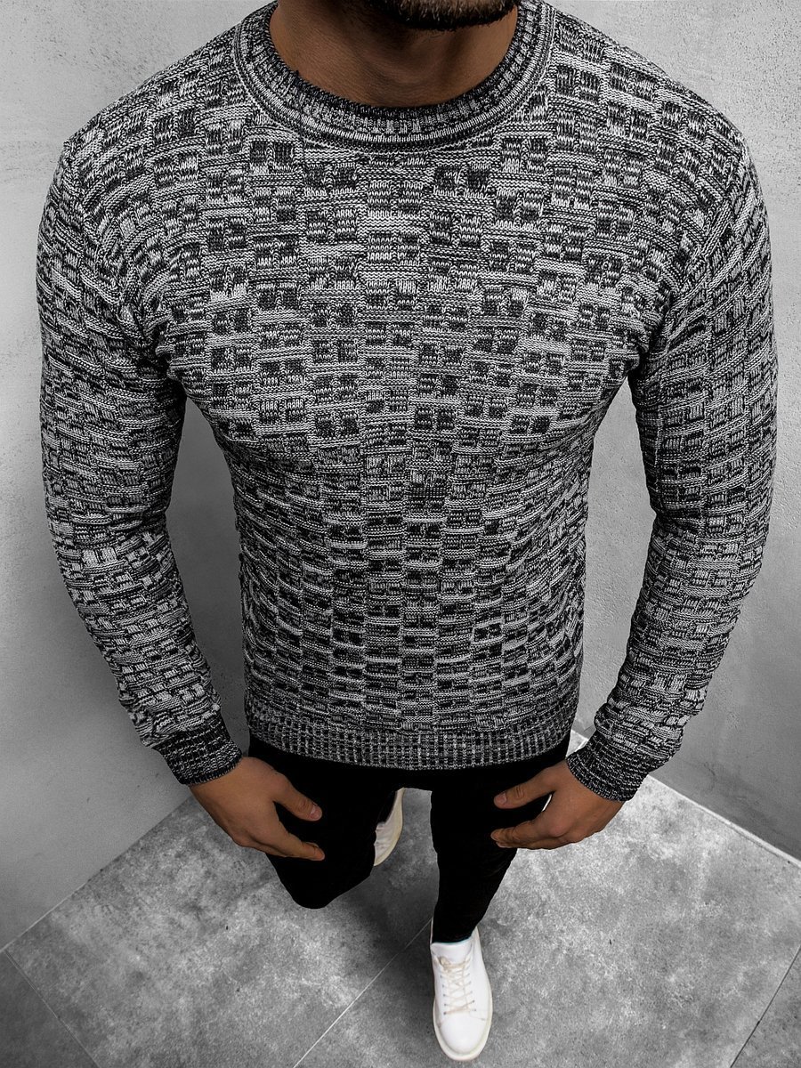 Men's Jumper - Dark grey OZONEE O/1041ASZ - Men's Clothing | Ozonee