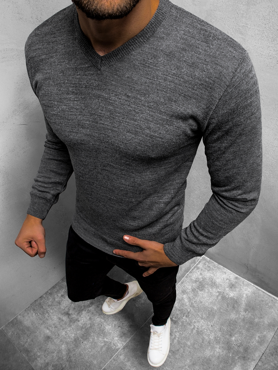 Men's Jumper - Dark grey OZONEE O/KV04Z - Men's Clothing | Ozonee