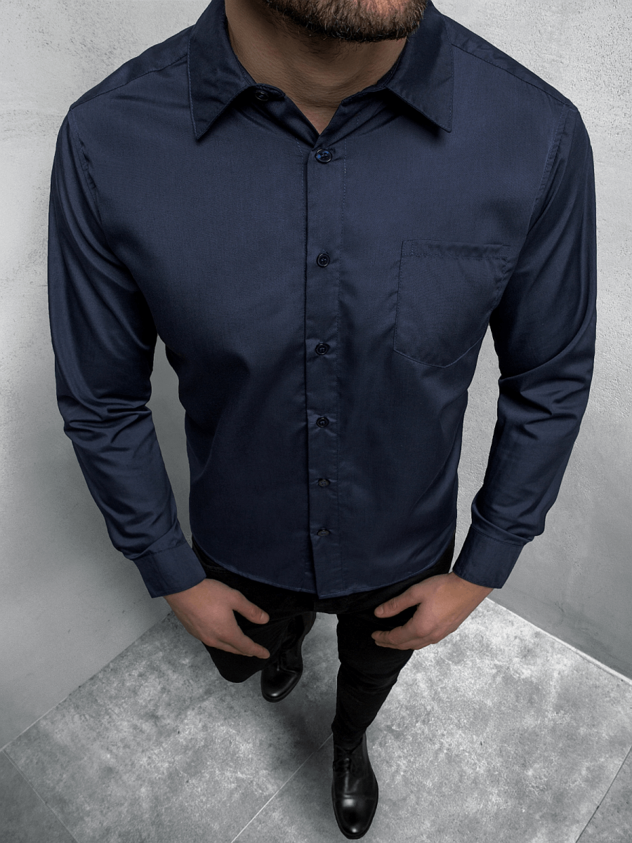 Men's Shirt Navy blue OZONEE JS/HH038/50 Men's Clothing Ozonee