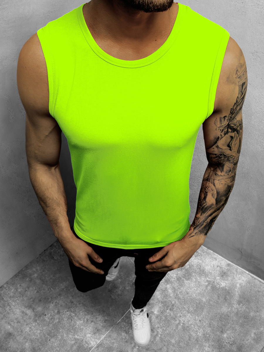 Men's Tank Top Greenneon OZONEE JS/99001/72Z Men's Clothing Ozonee