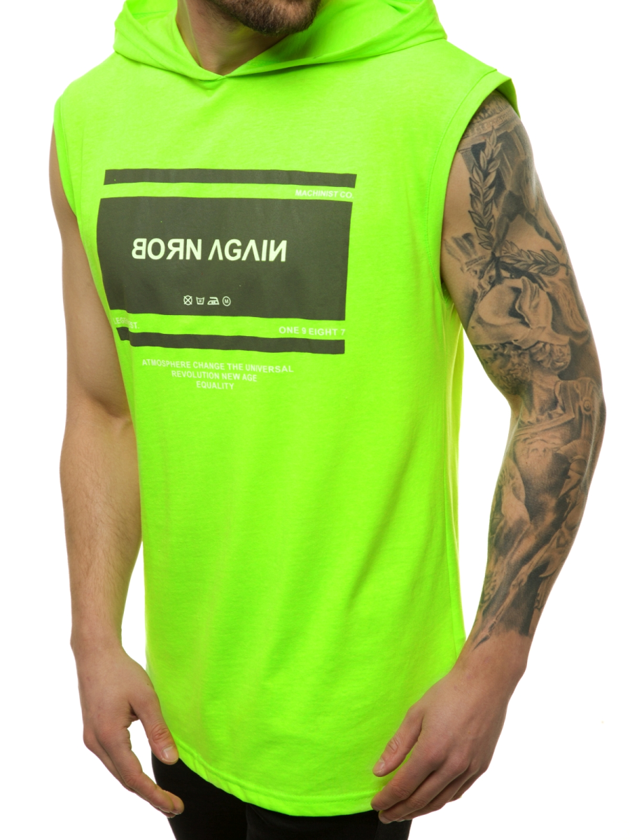 Men's Tank Top Greenneon OZONEE MACH/M1152 Men's Clothing Ozonee