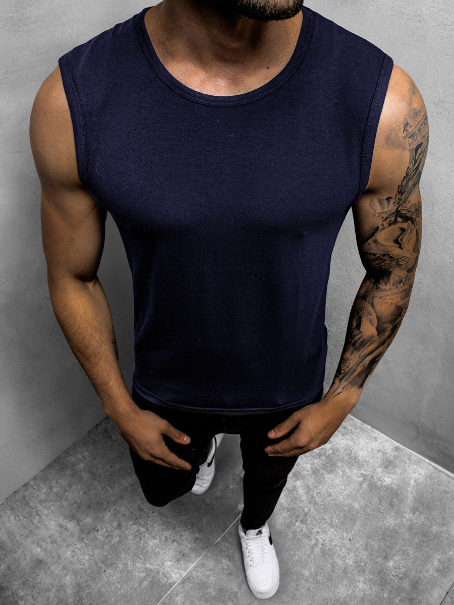 Men's Tank Top - Navy blue OZONEE JS/99001Z - Men's Clothing | Ozonee