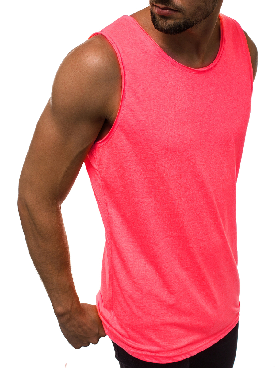 Men's Tank Top Pinkneon OZONEE O/1205X Men's Clothing Ozonee