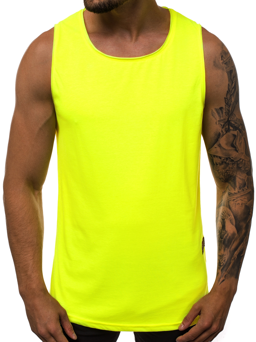 Men's Tank Top Yellowneon OZONEE O/1205X Men's Clothing Ozonee