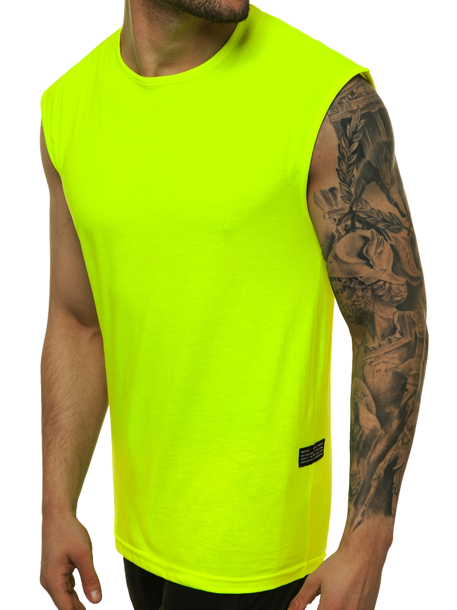 Men's Tank Top Yellowneon OZONEE O/1265 Men's Clothing Ozonee