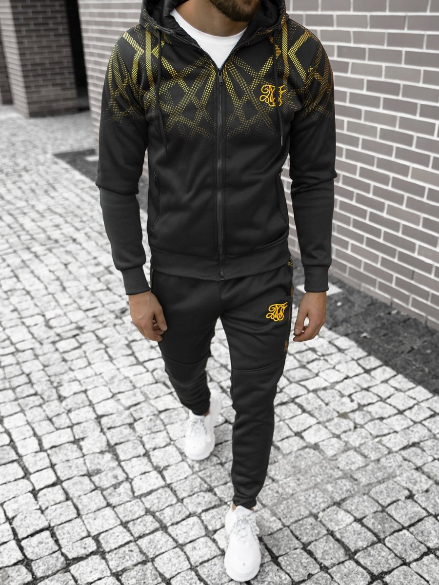 black and gold tracksuit mens