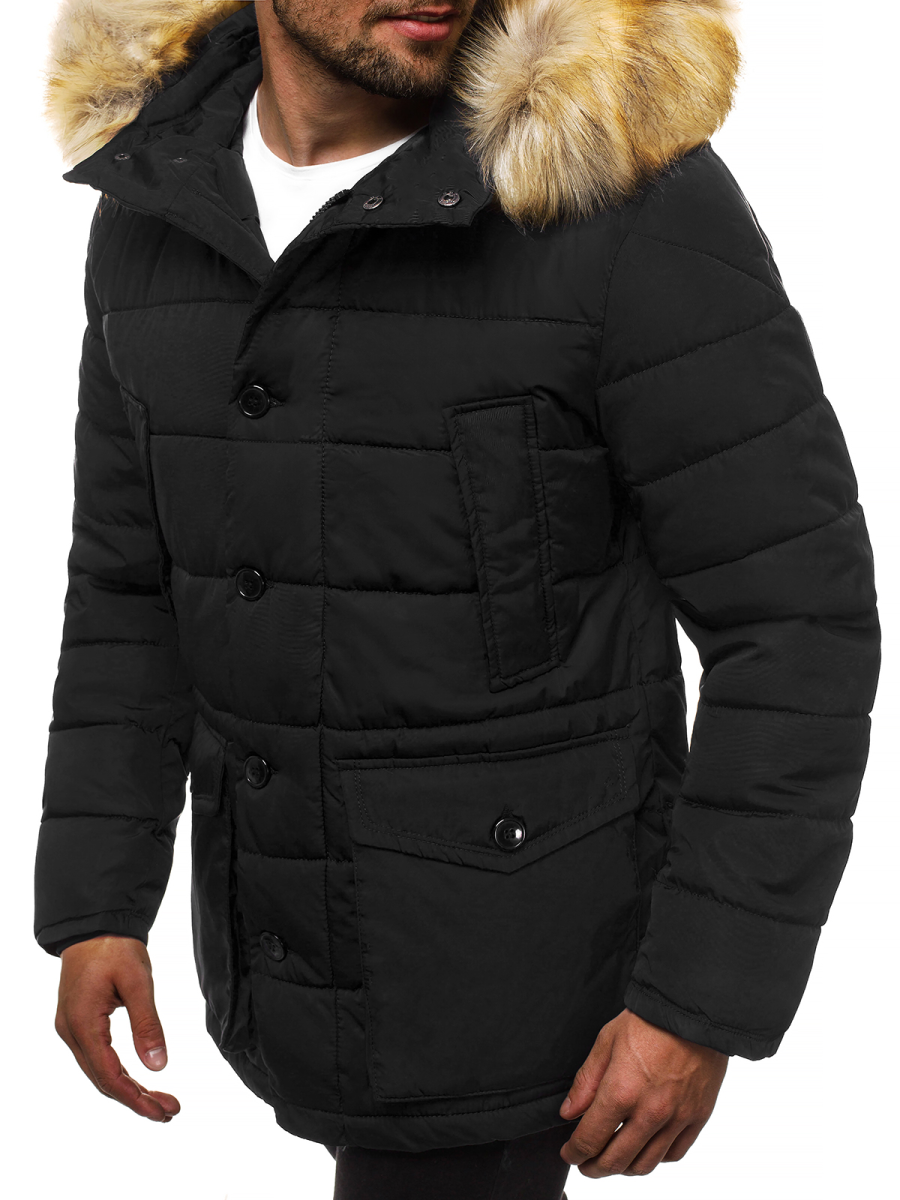 Men's Winter Jacket - Black OZONEE JD/361 - Men's Clothing | Ozonee