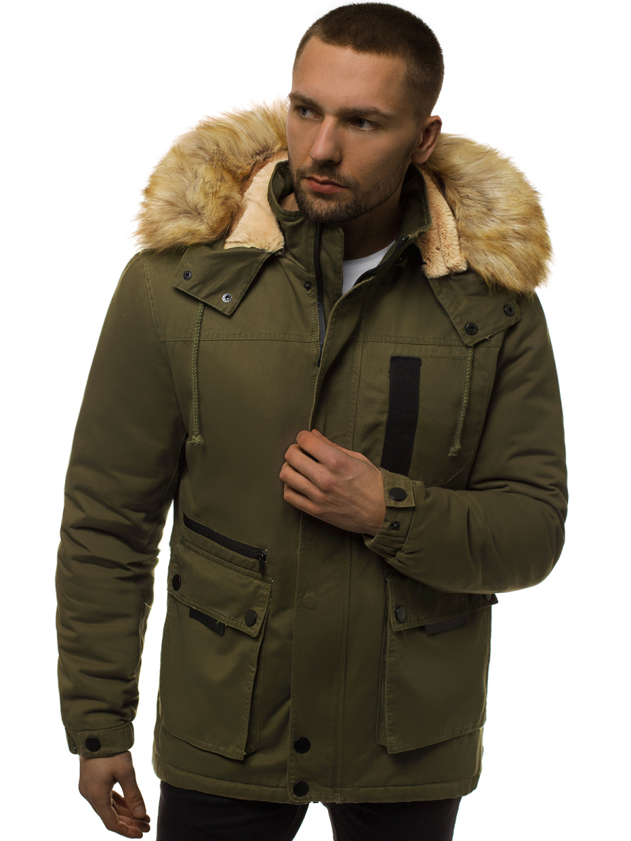 Men's Winter Jacket Green OZONEE JD/323Z Men's Clothing Ozonee
