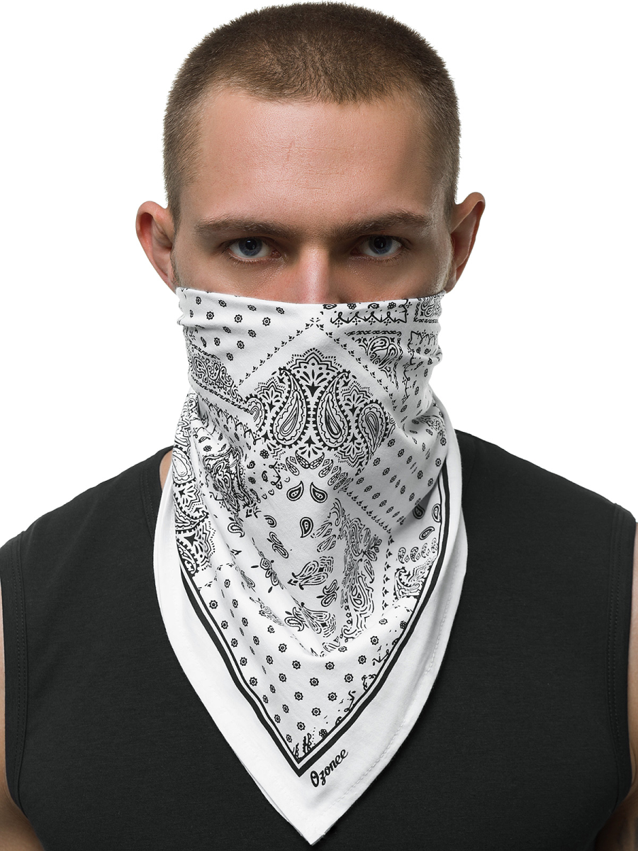 Men's bandana White OZONEE BND108 - Men's Clothing | Ozonee