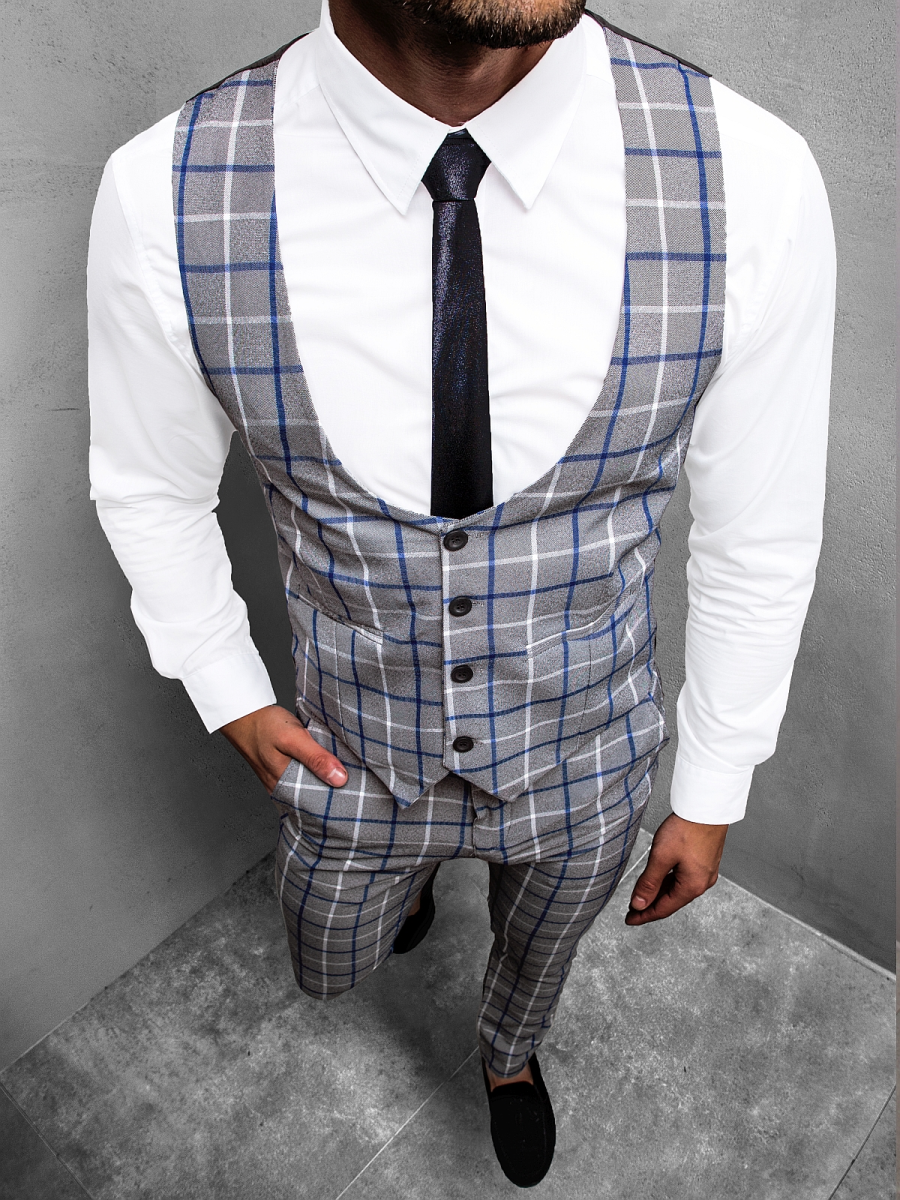 Men's set - Vest and chino pants Grey-Blue OZONEE DJ/5602 - Men's ...