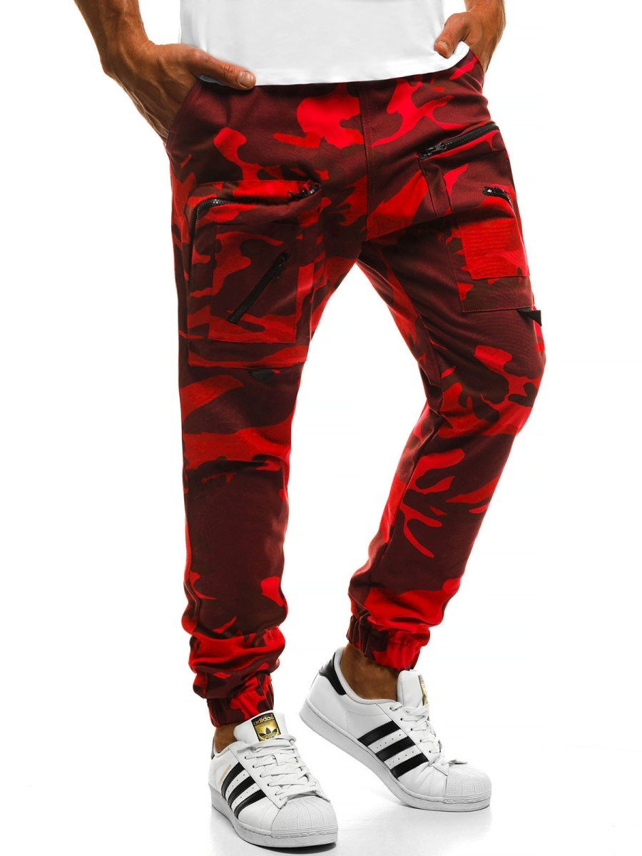 red camo joggers mens