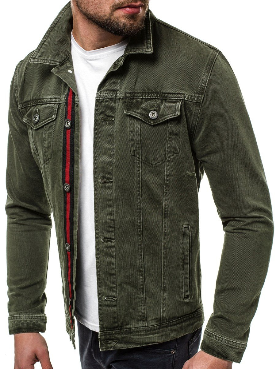 mens denim jacket green