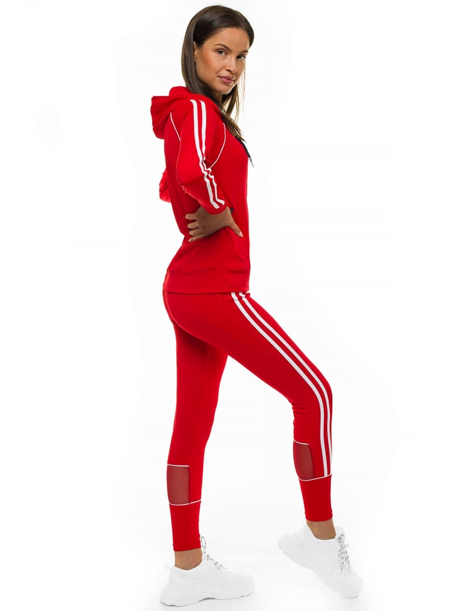 2 Piece Set Women Tracksuit Sportswear Casual White Red Sweat Pants Hooded  Cropped Sweatshirt Hoodie