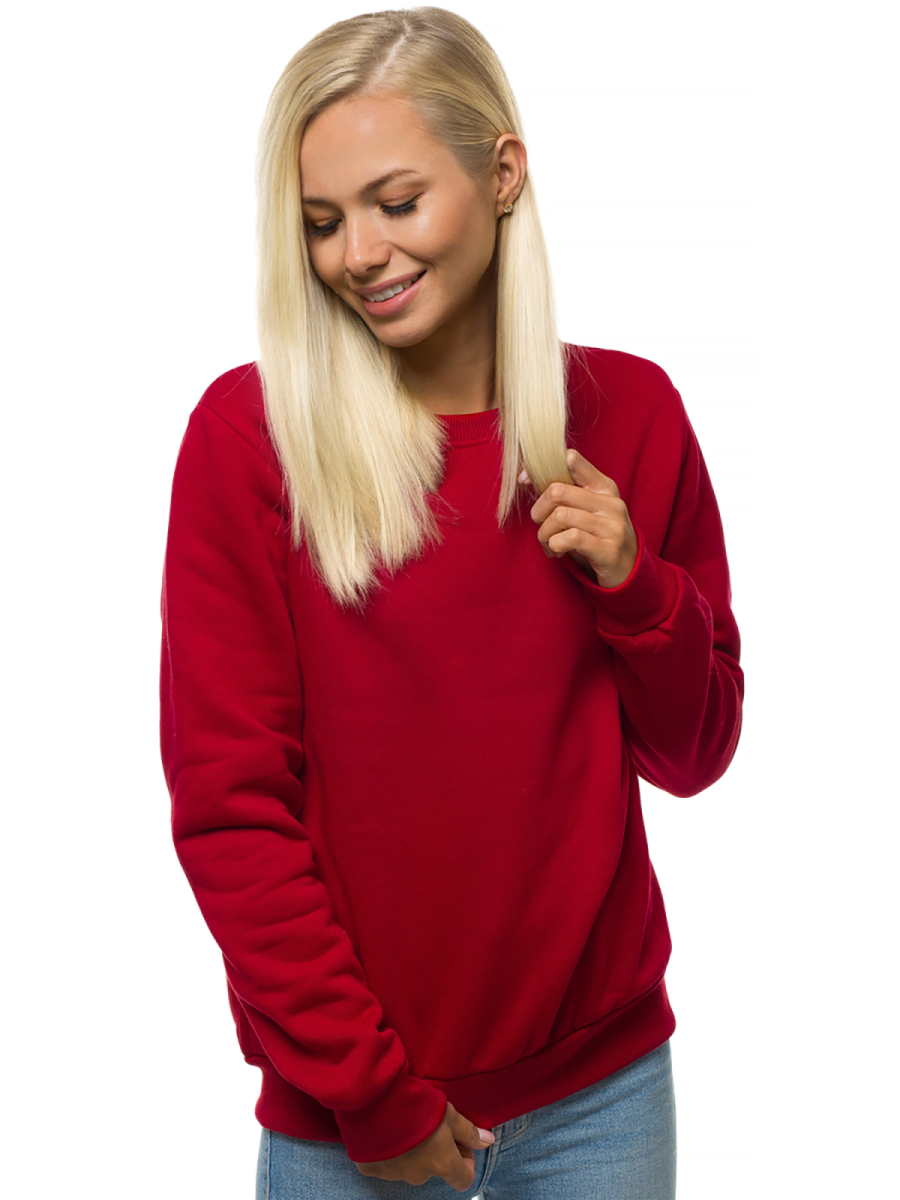 women's red crewneck sweatshirt