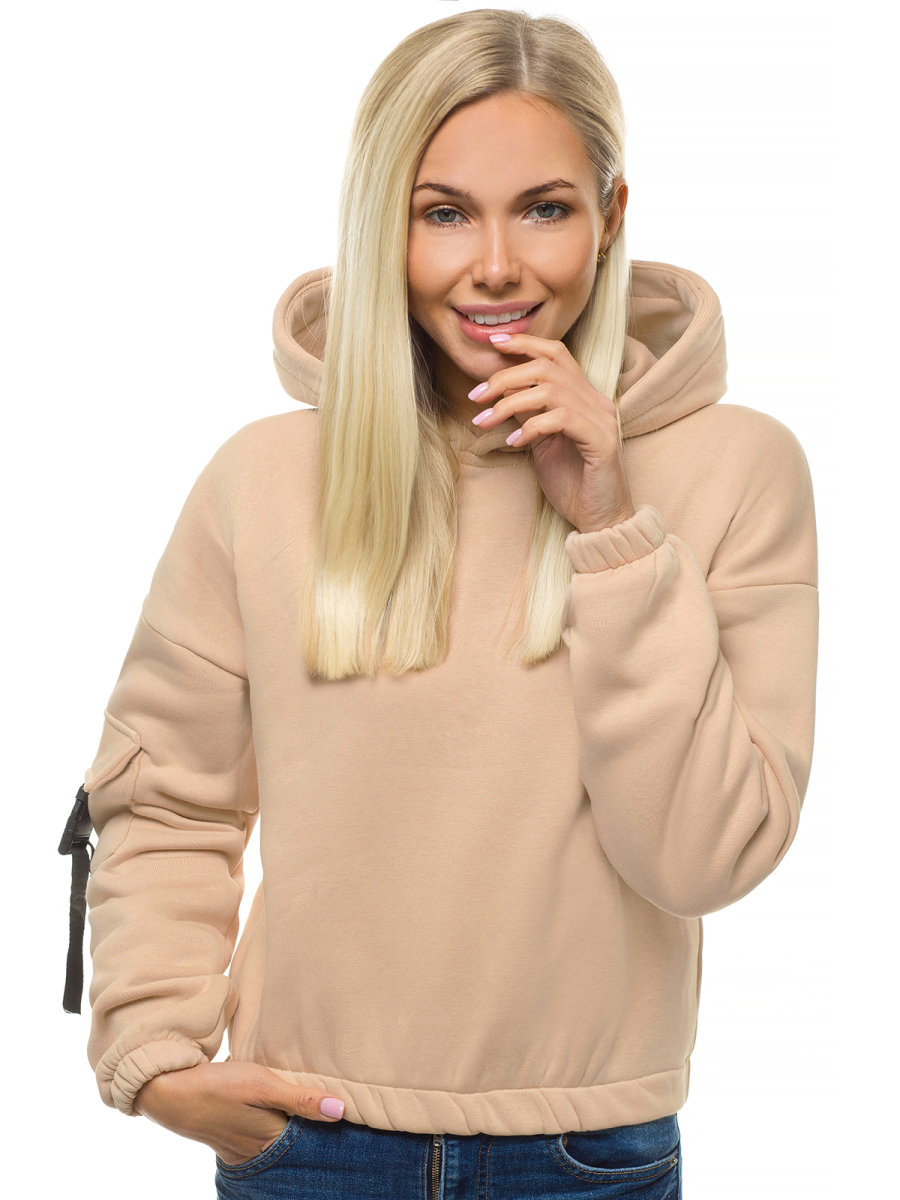 Women's Hoodie Beige OZONEE O/12104 Men's Clothing Ozonee