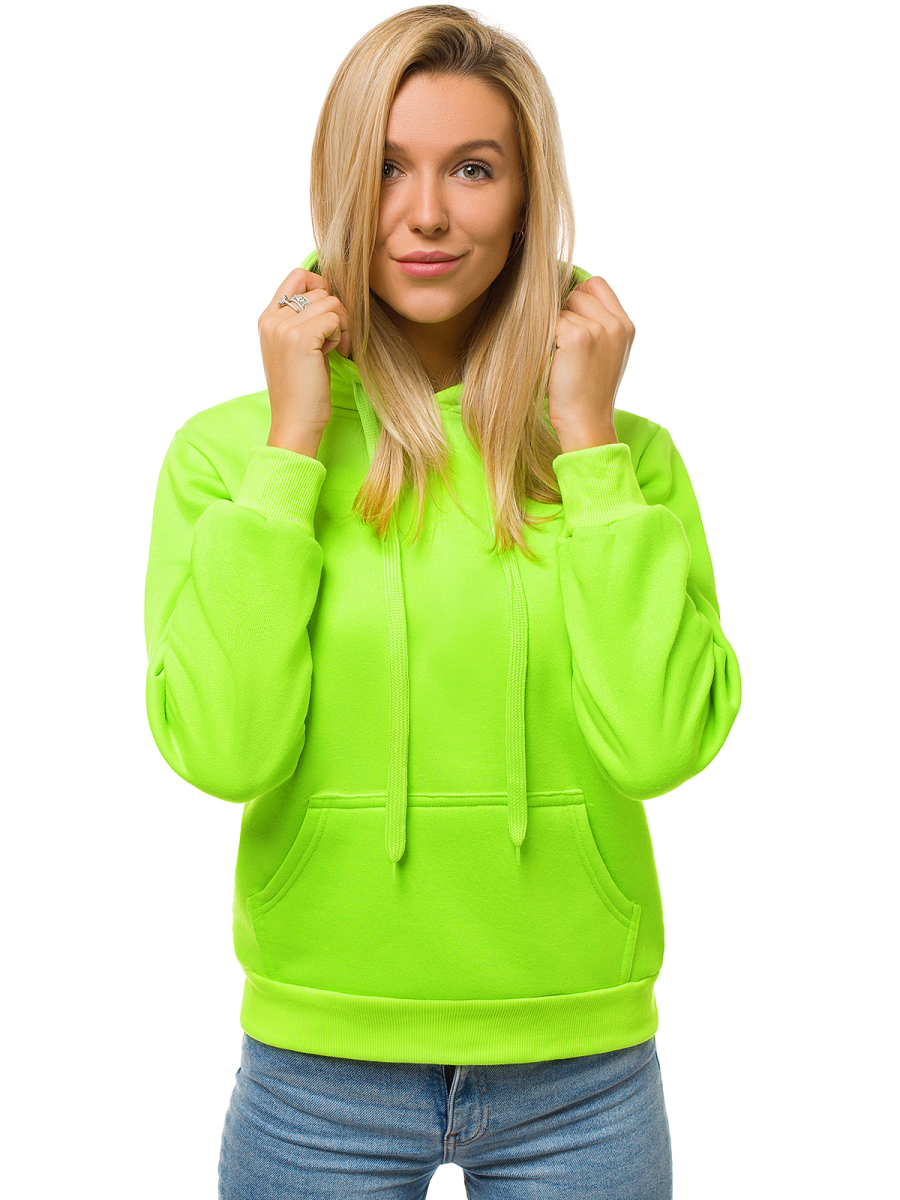 Women's Hoodie - Green neon OZONEE JS/W02 - Men's Clothing | Ozonee