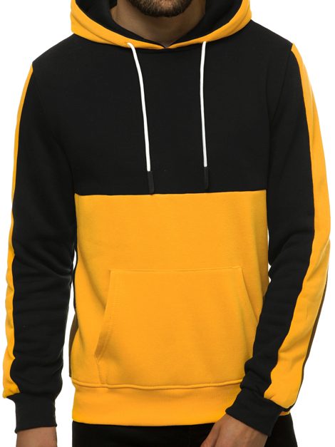 Men's Hoodie - Black-Yellow OZONEE JS/KS2165 - Men's Clothing | Ozonee