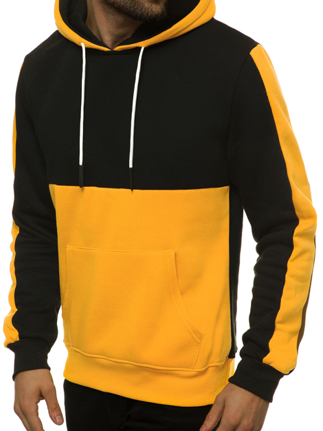 Men's Hoodie - Black-Yellow OZONEE JS/KS2165 - Men's Clothing | Ozonee