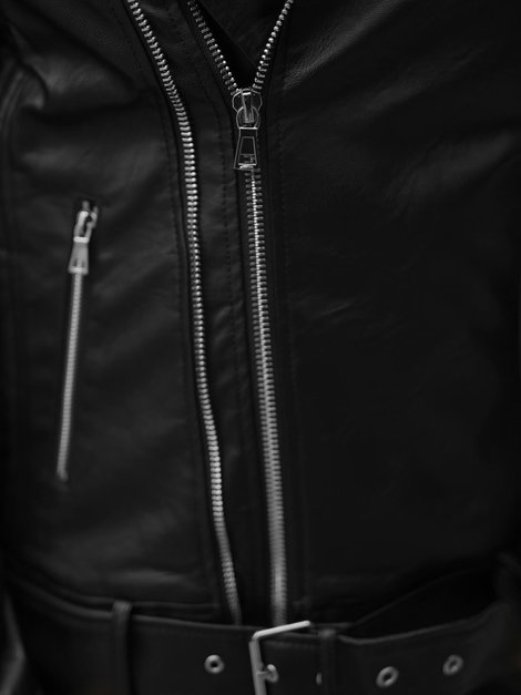 Men's Leather Jacket - Black OZONEE JS/11Z8005Z
