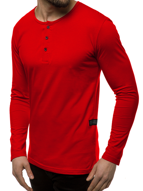 Men's Long Sleeve T-Shirt - Red OZONEE O/1114 - Men's Clothing | Ozonee