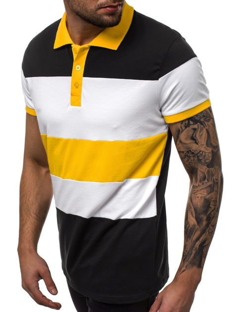 Men's Polo Shirt - black and yellow OZONEE O/1505 - Men's Clothing | Ozonee