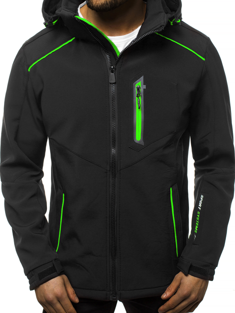 Men's Softshell Jacket - Black-Green OZONEE GE/12259