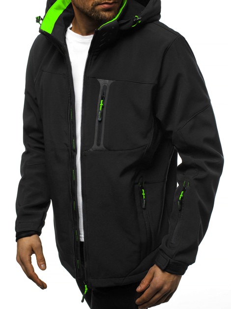 Men's Softshell Jacket - Black-Green OZONEE GE/12262