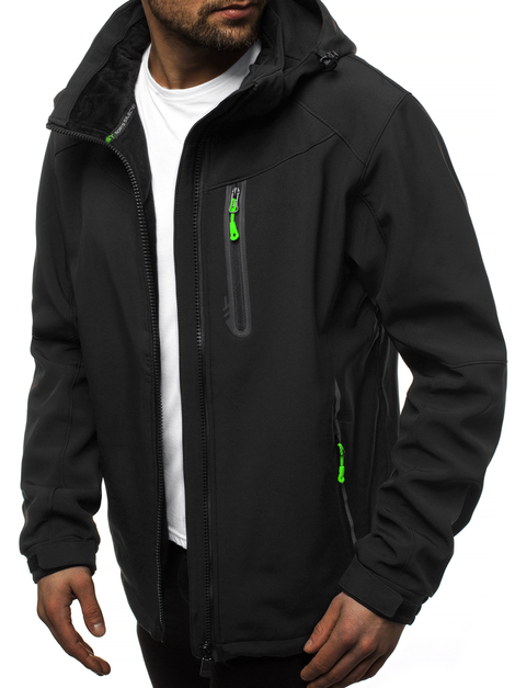 Men's Softshell Jacket - Black-Green OZONEE GE/12269