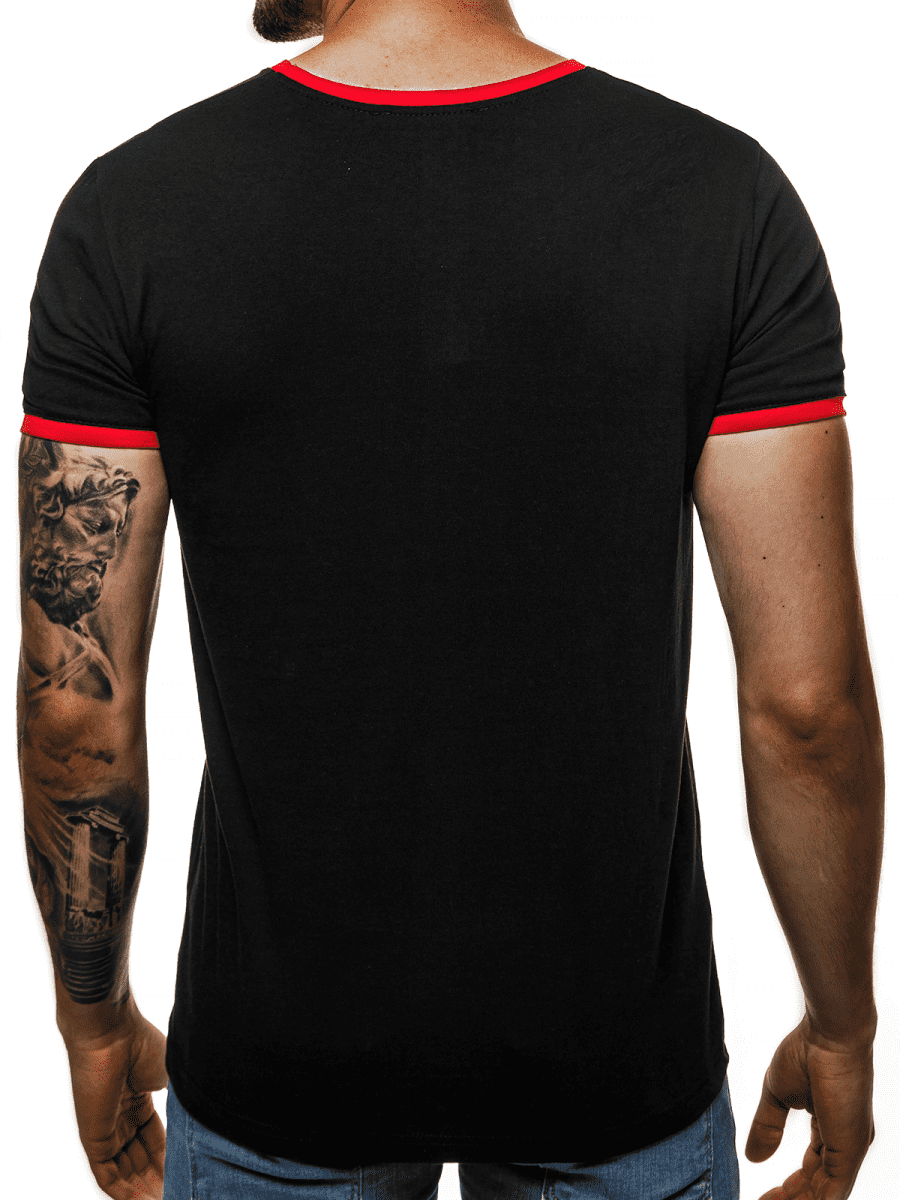 Men's T-Shirt - Black-Red OZONEE O/1177 