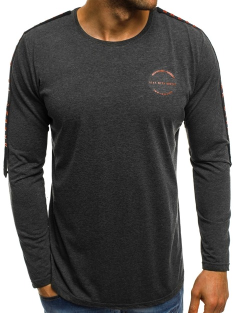 OZONEE B/181386 Men's Long Sleeve T-Shirt - Dark grey