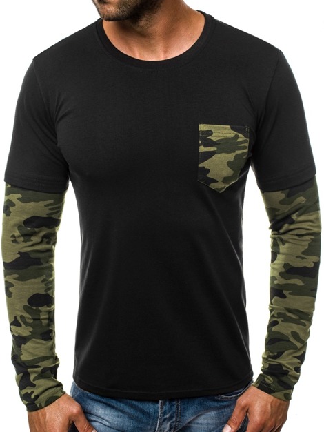 OZONEE JS/5003AL Men's Long Sleeve T-Shirt - Black
