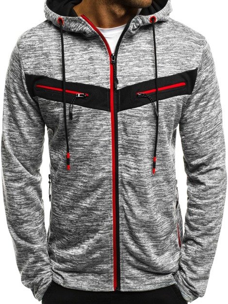 OZONEE JS/TT78 Men's Sweatshirt - Grey-Red